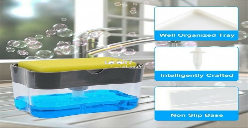 Portable Soap Pump Dispenser & Sponge Holder for Kitchen Dish Soap Dispenser
