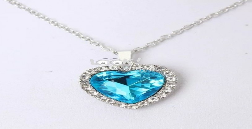 Fashion Necklace Whole heart Blue Crystal Women Love Necklace Pendant And Chain