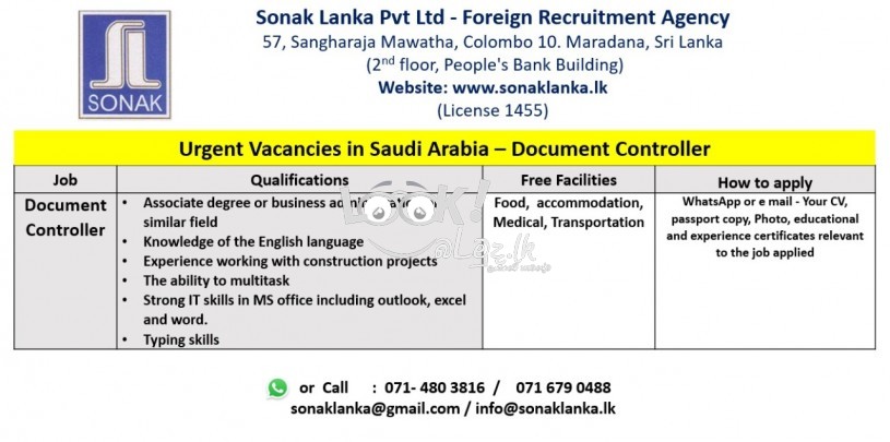 SONAK LANKA PVT LTD Foreign Reccruitment Agency License 1455