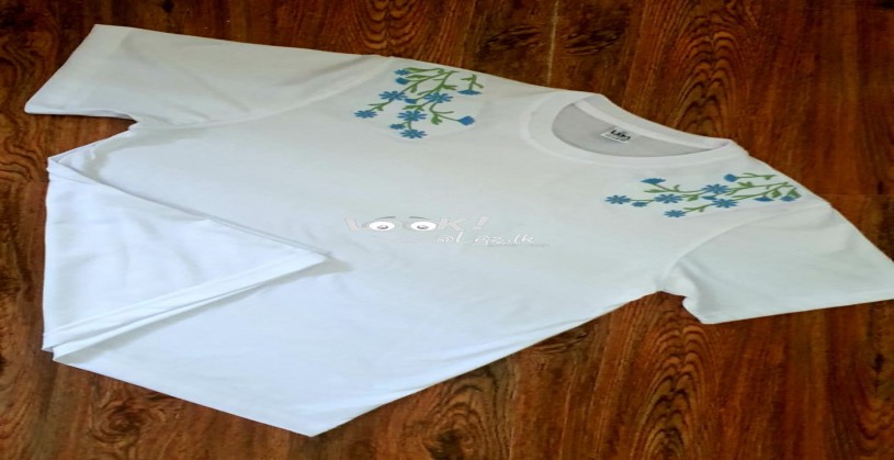 Flower embroidery t shirts