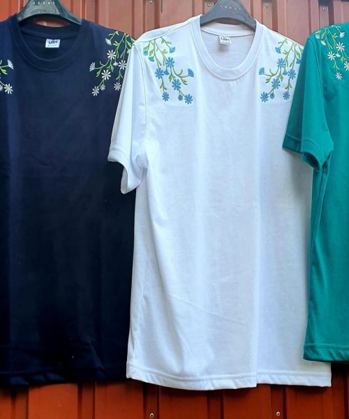 Flower embroidery t shirts