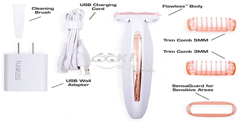 Finishing Touch 18k Gold Plated Flawless Body Rechargeable Ladies Shaver / Trimmer, Body Hair Remover Instant And Painless Shaving sensitive areas, underarms, bikini, ankles and knees. Any Directions Without Any Nicks, Cuts, Burns, Bumps Or Irritation