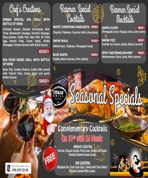 URBAN GRILL RESTAURANT AND PUB seasonal specials free cocktails