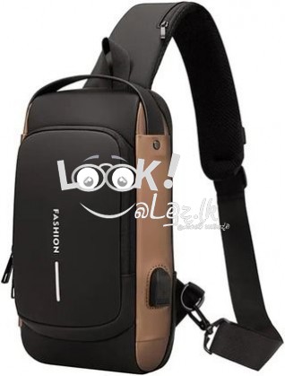 Anti Theft Shoulder Bag- BLACK & BROWN MIX