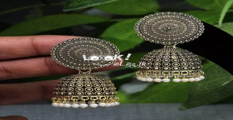 Gold Oxidised Gold Plated Handmade Jhumka Jhumki Earrings