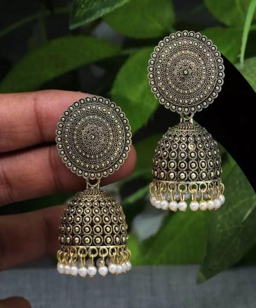 Gold Oxidised Gold Plated Handmade Jhumka Jhumki Earrings