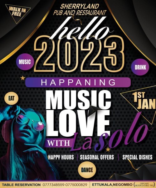 SHERRYLAND Pub and Restaurant HELLO 2023 1st of JANUARY NEGAMBO