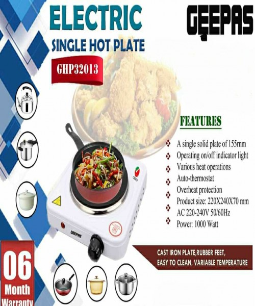 GEEPAS ELECTRIC SINGLE HOT PLATE (1000W) -GHP32013