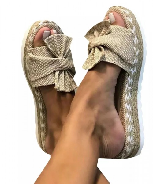 Women Summer Bow-knot Anti-slip Slippers Platform Sandals Shoes
